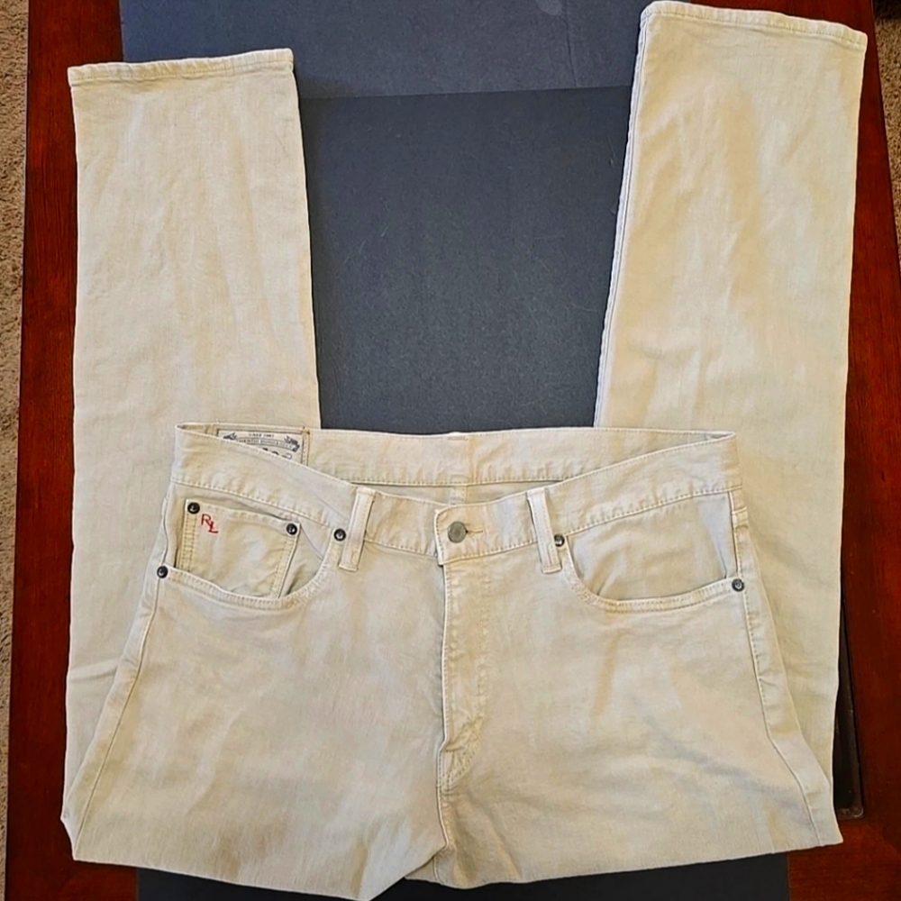 Polo Ralph Lauren The Varick Slim Straight Denim Jeans 34x30 Tan